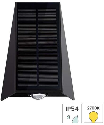 Lybardo - Solar Tuinverlichting - Wandlamp - Warmwit - Op Zonne Energie - Dag-nacht Sensor