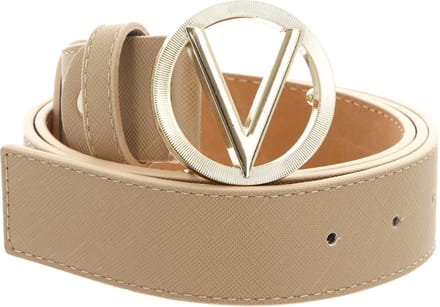 VALENTINO Riem Hampton Plaque Buckle Belt W95 Beig / Oro Beige