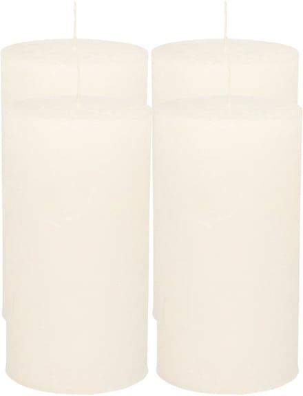 Atmosphera Stompkaars/cilinderkaars - 4x - wit - 7 x 13 cm - rustiek model