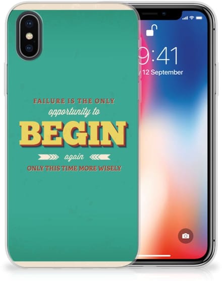 Apple iPhone X | Xs Siliconen hoesje met naam Quote Begin
