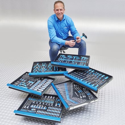 Datona® Gereedschapsset 297-delig in carbon look softmodules - voor 8 lades