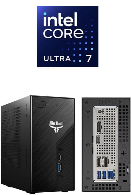 BitBull Mini PC|Intel Core Ultra 7|32GB DDR5 RAM|4TB SSD|INCLUSIEF MS OFFICE 2024|24-Core 270K PLUS|WIFI 6E|BT 5.4|LAN 2.5|USB Gen 2x2|Thunderbolt 4|4 Monitoren Support