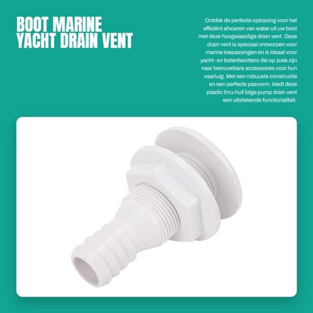 Dailygoods- Slangfitting 3/4 Inch - Drain Vent - Bilgepomp - Thru-Hull - Bootaccessoire - Kunststof - Afvoerslang