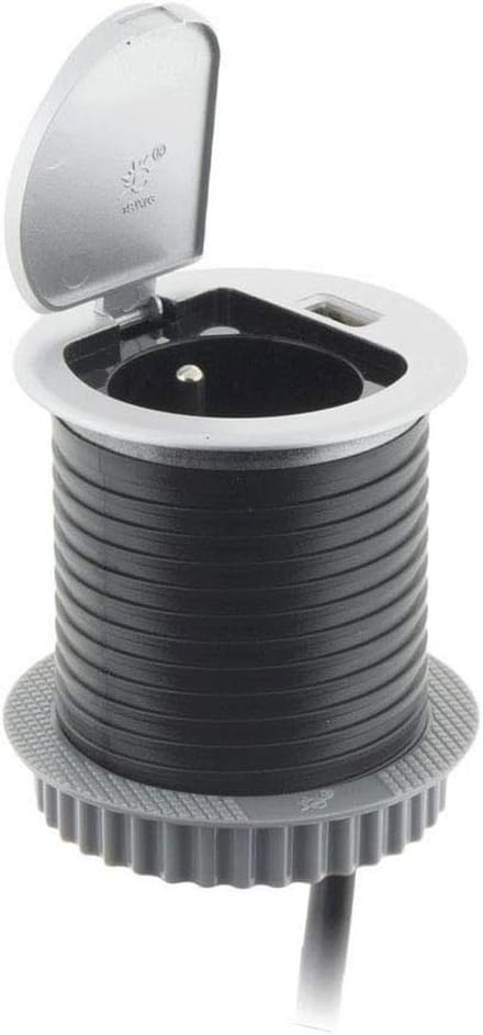 Compact inbouwcontactblok met USB-aansluiting voor bureau en keuken