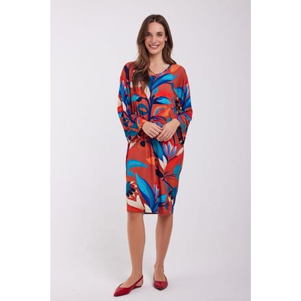 DIDI Dames Loose dress Cher Brown Ginger print maat 48