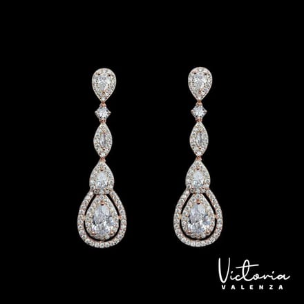 Victoria Valenza oorhangers - Monte Carlo Messing - Witte Steen - Rosegoud