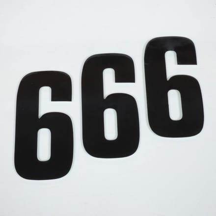3 sticker startnummer zes 6 zwart Blackbird 130x70mm voor motorcross