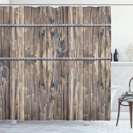 ABAKUHAUS Rustiek douchegordijn – 175x220 cm – Bruin/Grijs, polyester