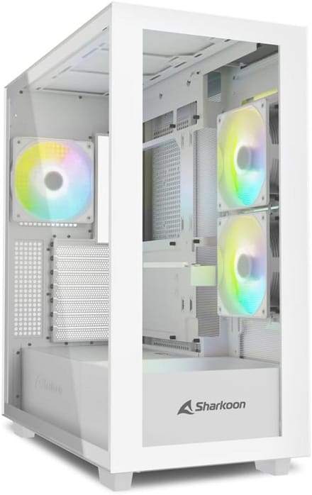 Midi PC Behuizing ATX Wit met Gehard Glas en 4x RGB Fans