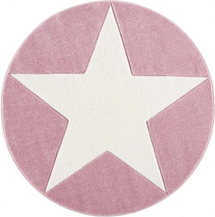 Livone - Kindervloerkleed Happy Rugs Star Rond - Roze Ø 133 cm