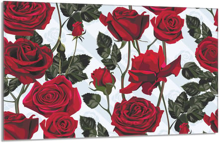 TMK ArtDeko - Glazen Beschermplaat - Kookplaat - 80x52 cm - Rozen