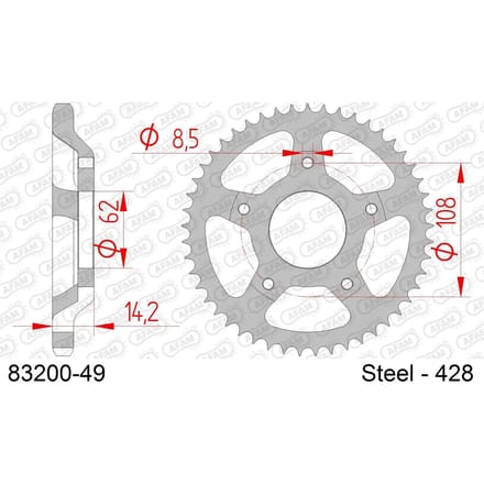 Couronne de transmission Afam pour moto 49 dts pas 428 / 83200-49 Neuf