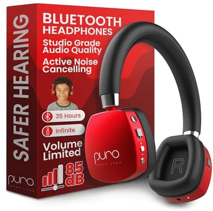 Volume beperkte on-ear actieve ruisonderdrukkende Bluetooth-hoofdtelefoon voor kinderen met ingebouwde microfoon - veilige geluidskwaliteit