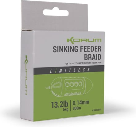 Korum Limitless Sinking Feeder Braid 300m - Maat : 0.16mm - 7 kilo