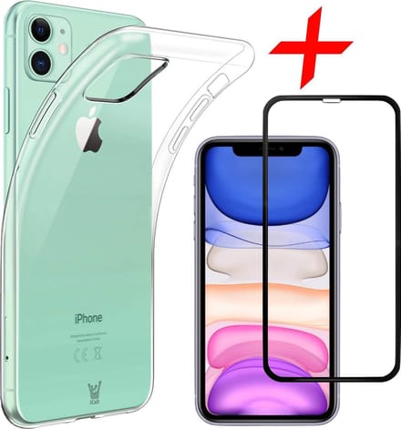 Hoesje geschikt voor iPhone 11 - 2x Screen Protector FullGuard - Back Cover Case Transparant & Screenprotector