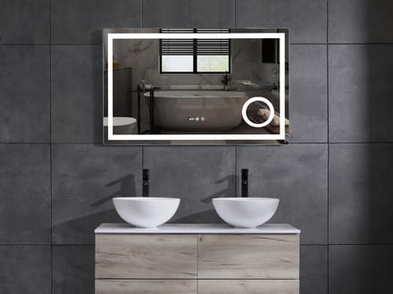 Mawialux LED Badkamerspiegel - 100-70cm - Verwarming - Digitale klok - Iris