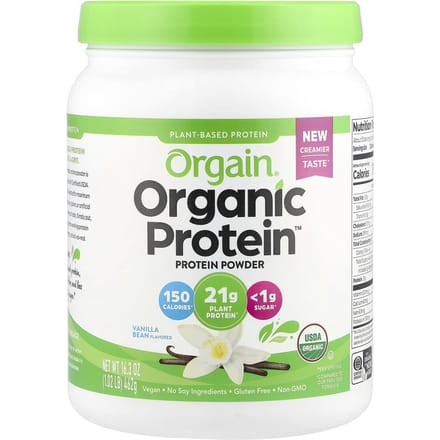 Orgain, poudre de protéines bio, à base de plantes, gousse de vanille, 1,02 lb (462 g)