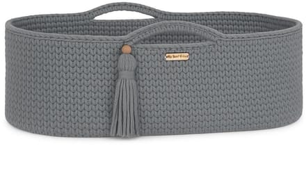 Moses mand BOHO Handgemaakt katoen met matras - donkergrijs
