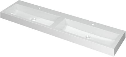 INK Momento Wastafel Polystone Dubbel met 2 Kraangaten - 1800x450x90 mm - Glans Wit