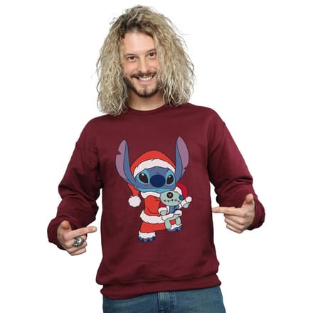 Disney Heren Lilo en Stitch Kerst Sweatshirt (Bourgondië)