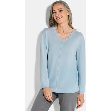 Pullover van kasjmier met V-hals - lichtblauw - Gr. 21 van Goldner Fashion