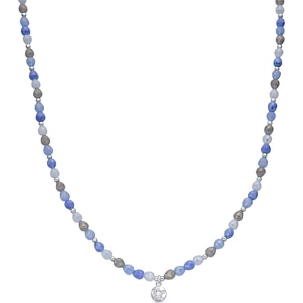 Luxenter Blauwe glazen ketting met rhodiumafwerking - Likdu