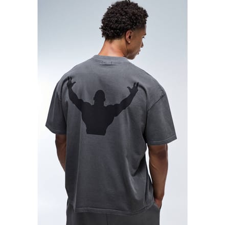 One More Rep Gewassen Oversized T-shirt Met Verlengde Hals | Black | Size XL