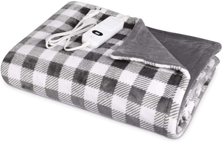 Fleece Blanket - Soft Plaid - Heated Blanket - {size} - Grijs met wit