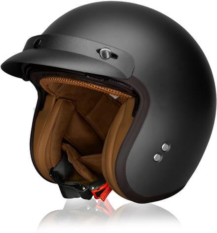 DAWNRISE Jethelm ECE 22.06 - Retro scooterhelm - Mat zwart - Maat L