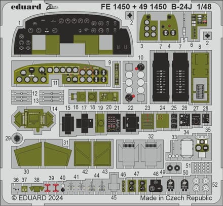 Eduard Modelbouwdecoratie - 491450 Cockpit en Engines voor B-24J - Photo-etch