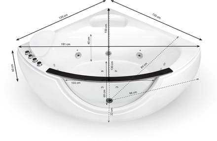 SPALINA - Whirlpool bad - Samsara Wave, 135 x135 x60 cm, Wit