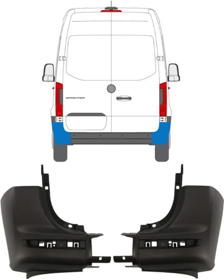 Achterbumper hoek voor Mercedes Sprinter 2018- / Links + Rechts / Set