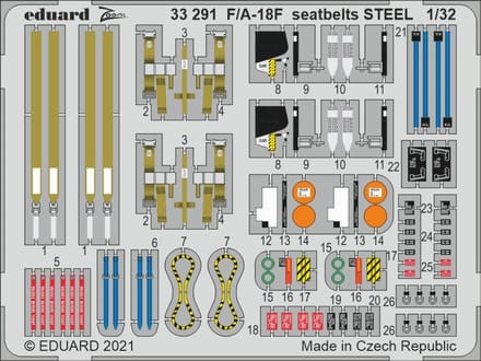 Eduard Modelbouwdecoratie - 33291 Seatbelts Steel F/A-18F - Photo-etch