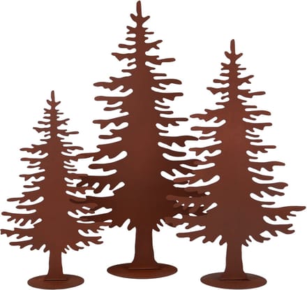 UNUS® Decoratieve standaards kerstboom van metaal set van 3 roestlook