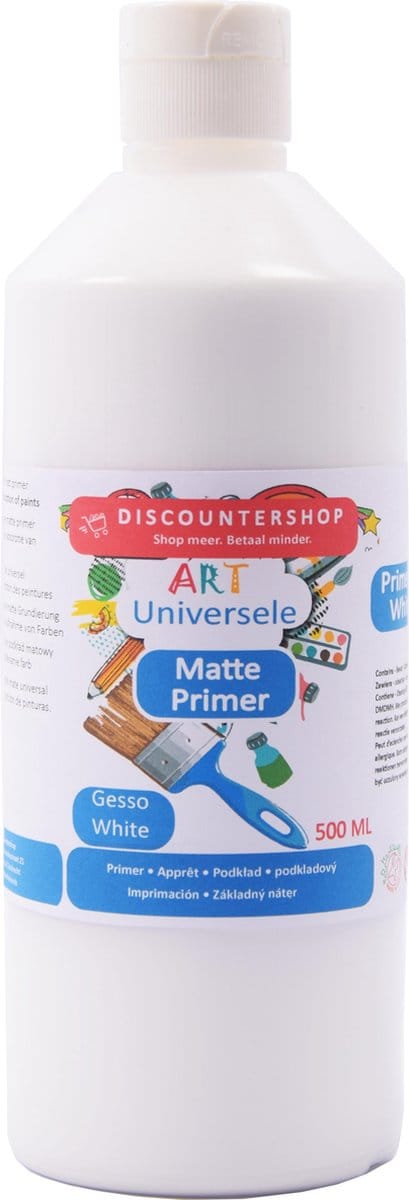 Gesso wit 500 ML - Mat Primer finish 500 ML - Matte finish Primer Universeel 500 ML - Gesso White