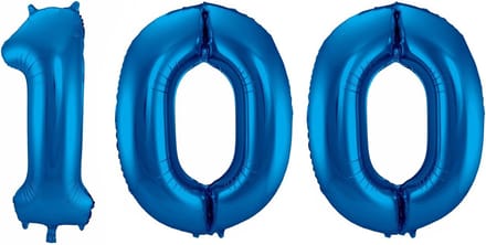 Cijfer ballonnen - Verjaardag versiering 100 jaar - 85 cm - blauw