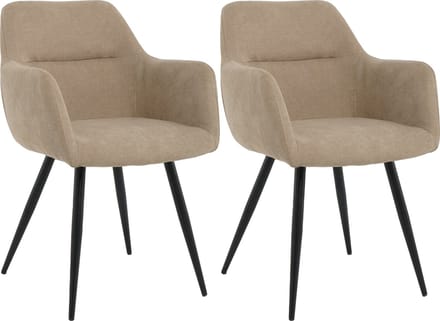 Lina® Nova Eetkamerstoel - Beige - Set van 2 - Stof