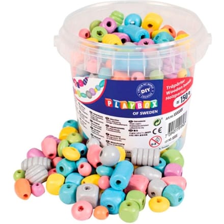 Speeldoos Pastel Houten Kralen - 150 stuks