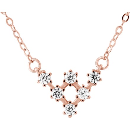 Ketting fleche 6 zirkoniumoxiden zilver 925 roze vergulde
