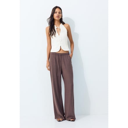 Stradivarius Rechte broek met linnen-effect  Bruin XS