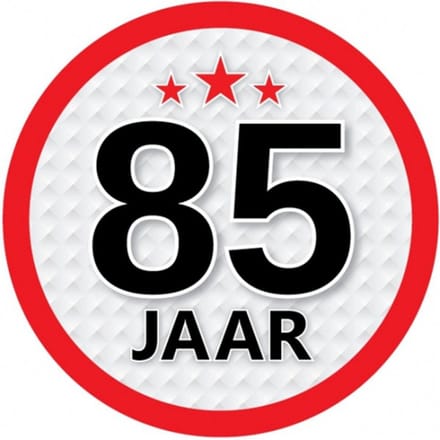 85 jaar leeftijd sticker - rond - Dia 15 cm - 85 jaar verjaardag - jubileum - leeftijd versiering