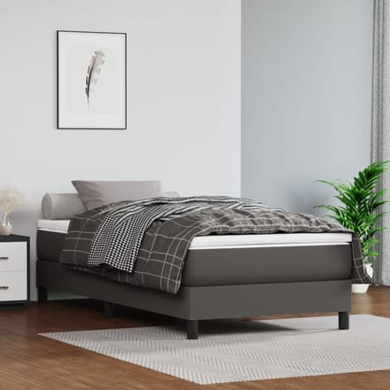vidaXL - Boxspring - bed - kunstleer - grijs - 90x190 - cm