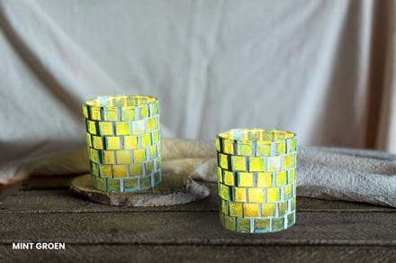 DIY Pakket Waxinelichthouders met Glasmozaiek groen
