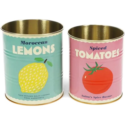 Rex London Retro Storage Tins - Bewaarblikken Medium - Lemon and Tomato - Aqua/Roze
