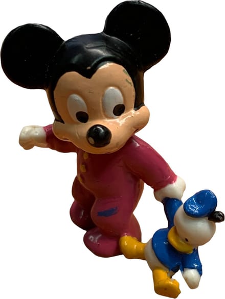 Mickey vintage figuurtje met baby Donald - Speelfiguurtje 6 cm