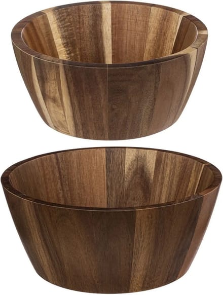 Secret de Gourmet voedsel serveerschalen - set van 3x - Acaciahout - D28/D16 cm