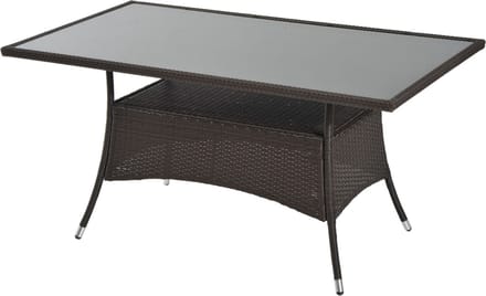 Outsunny- tuintafel - met glazen blad - metaal - polyrotan