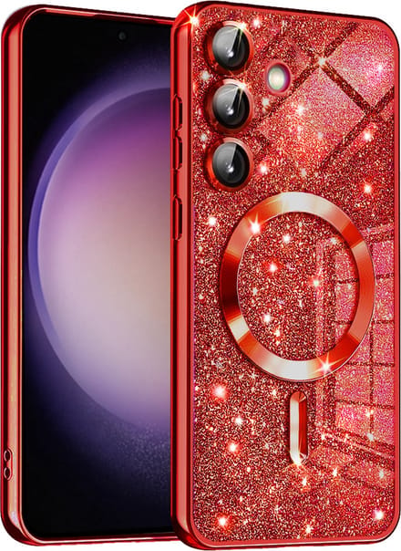 MagSafe-hoes voor Samsung Galaxy S23 FE S711, Techsuit, Luxury Glitter, Rood