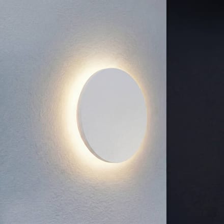 Lindby LED buiten wandlamp Selinel, wit, Ø 23 cm, huisnummer