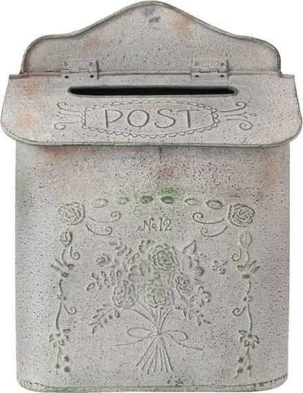 Clayre & Eef Brievenbus 26x10x35 cm Grijs IJzer Bloemen
